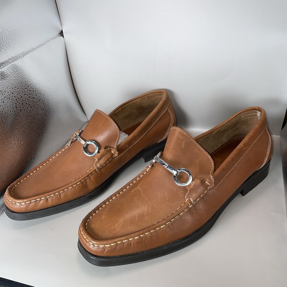 Men's Tan Leather Bit Loafers - Picture 3 of 8